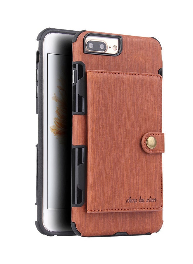 Protective Wallet Case Cover For Apple iPhone 8 Plus Brown