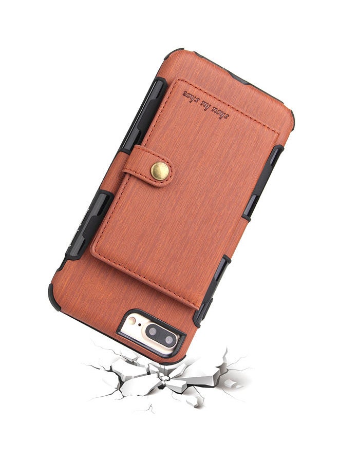 Protective Wallet Case Cover For Apple iPhone 8 Plus Brown