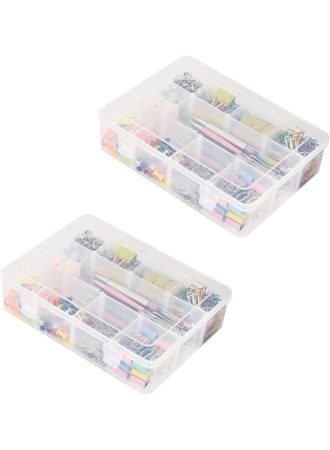 Royal Apex 12 Grids Pvc Compartment Container, Bead Storage Organizer Box Case With Adjustable And Removable Dividers For Jewelry Craft Tackles Tools And Screw (2 Empty Box Only) - Image 1