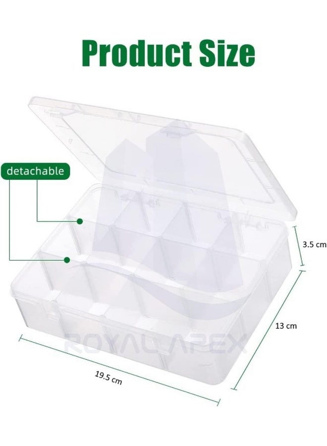 Royal Apex 12 Grids Pvc Compartment Container, Bead Storage Organizer Box Case With Adjustable And Removable Dividers For Jewelry Craft Tackles Tools And Screw (2 Empty Box Only) - Image 2