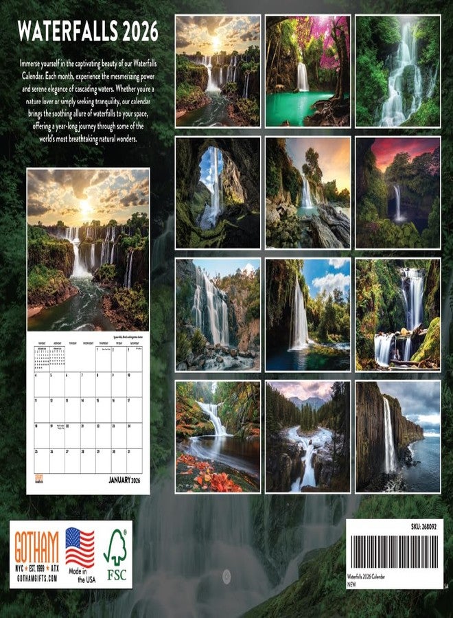 Poster Foundry Waterfall Calendar 2026 Waterfalls Monthly Wall Calender 12 Month | American Made In The USA - Image 2