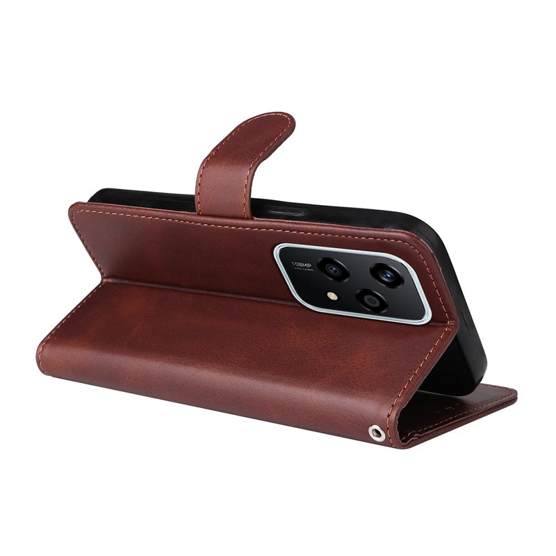 BURAQ Case Cover For Honor 200 Lite Global Classic Calf Texture Flip Leather Phone Case(Brown) - Image 5