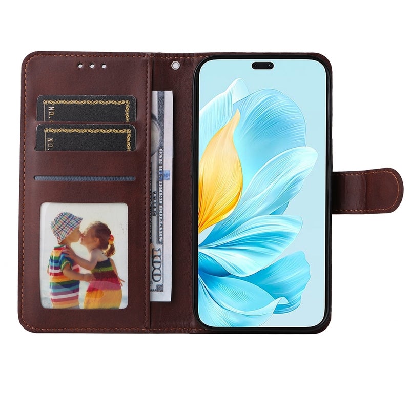 BURAQ Case Cover For Honor 200 Lite Global Classic Calf Texture Flip Leather Phone Case(Brown) - Image 4