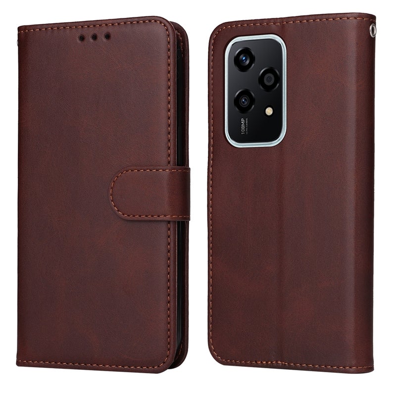 BURAQ Case Cover For Honor 200 Lite Global Classic Calf Texture Flip Leather Phone Case(Brown) - Image 1
