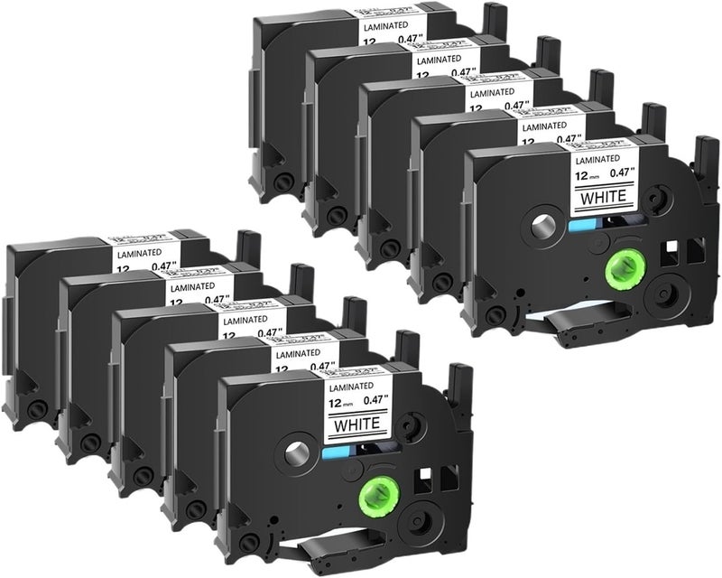 متوافق مع طابعات العلامات PT-H110 | شرائط علامات مقواة بسماكة 6-24 مم (تحل محل TZ/TZe-231/241) للتعليمات متعددة الأحجام (5 حزم باللون الأبيض على الأسود، سماكة 12 مم) - Image 2