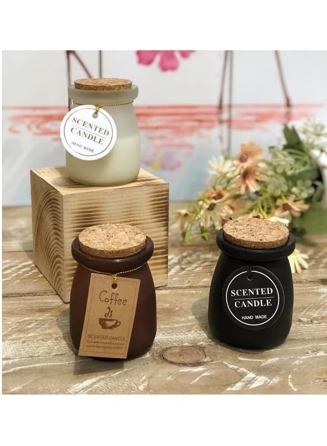 3 قطع شموع معطرة فاخرة برائحة طبيعية – شمع يدوي في برطمان زجاجي بغطاء فلين - Image 4
