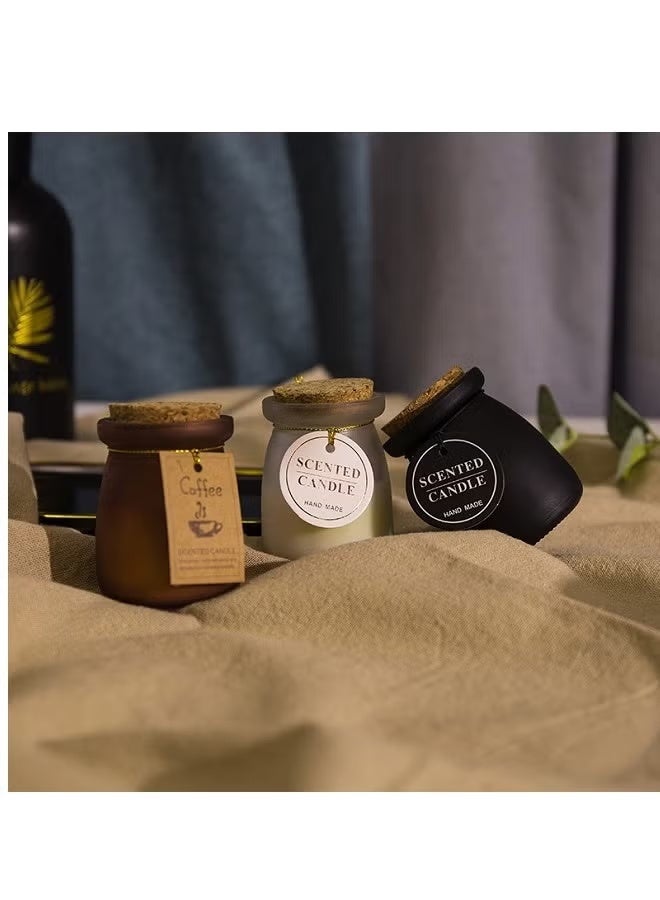 3 قطع شموع معطرة فاخرة برائحة طبيعية – شمع يدوي في برطمان زجاجي بغطاء فلين - Image 5