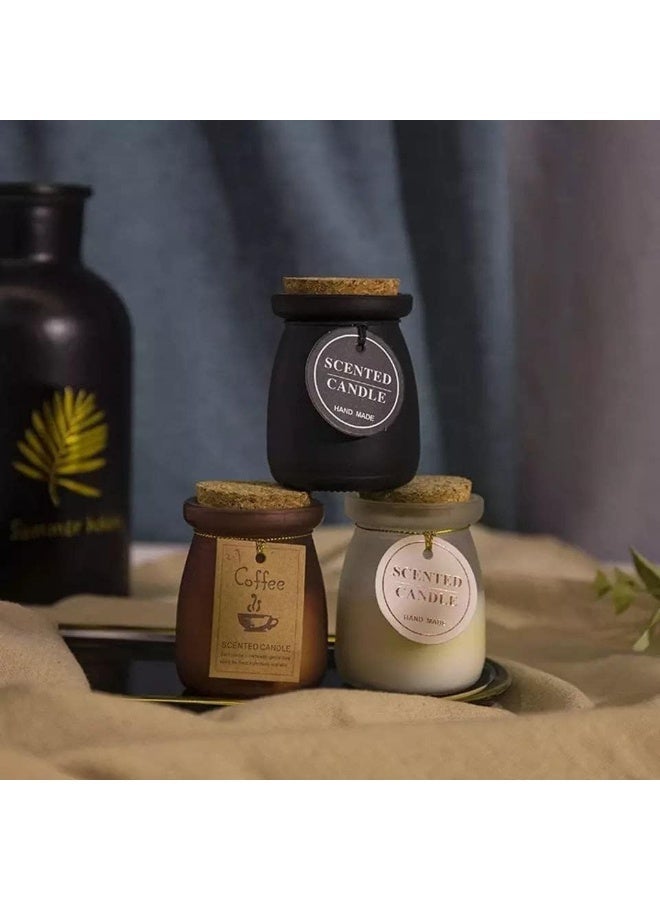 3 قطع شموع معطرة فاخرة برائحة طبيعية – شمع يدوي في برطمان زجاجي بغطاء فلين - Image 3