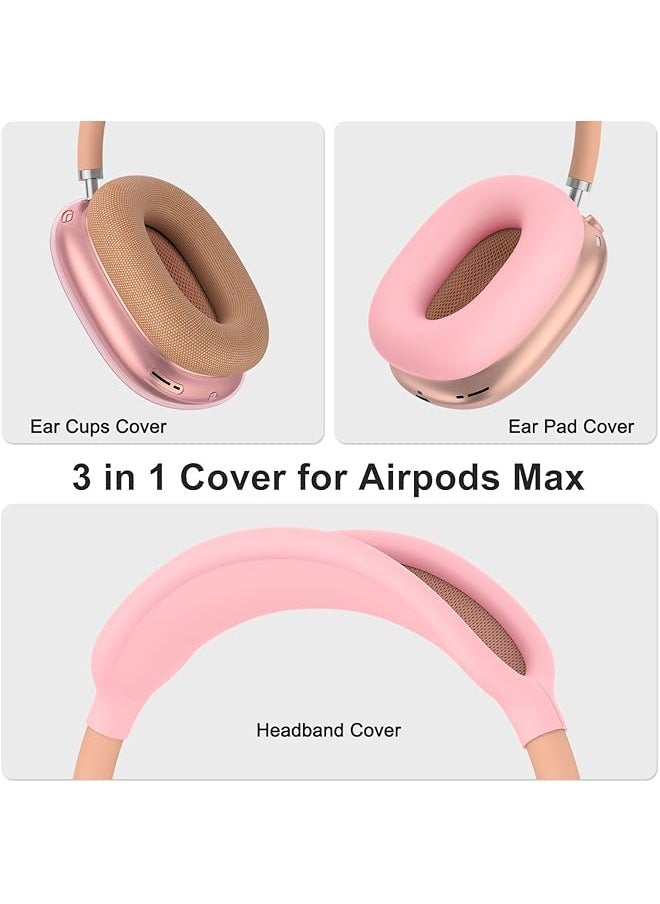 erorex - 3 In 1 Airpods Max Case Clear Soft Tpu Anti Scratch Ear Pad Case Cover Ear Cups Cover Headband Cover For Airpods Max Headphones Transparent Pink - Image 1