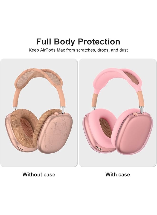 erorex - 3 In 1 Airpods Max Case Clear Soft Tpu Anti Scratch Ear Pad Case Cover Ear Cups Cover Headband Cover For Airpods Max Headphones Transparent Pink - Image 1