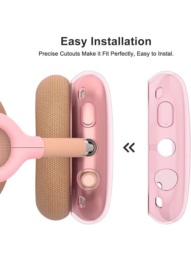 erorex - 3 In 1 Airpods Max Case Clear Soft Tpu Anti Scratch Ear Pad Case Cover Ear Cups Cover Headband Cover For Airpods Max Headphones Transparent Pink - Image 1