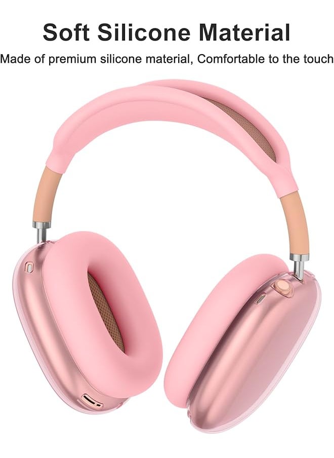 erorex - 3 In 1 Airpods Max Case Clear Soft Tpu Anti Scratch Ear Pad Case Cover Ear Cups Cover Headband Cover For Airpods Max Headphones Transparent Pink - Image 1