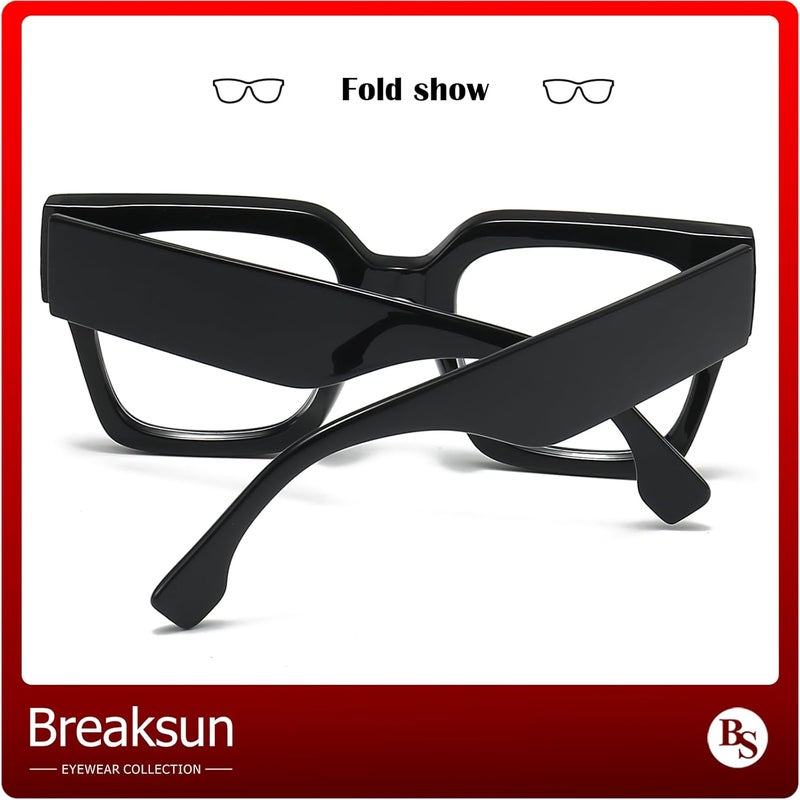 Trendy large-frame anti-blue glasses, fashionable square computer goggles for men and women 2pcs - Image 5