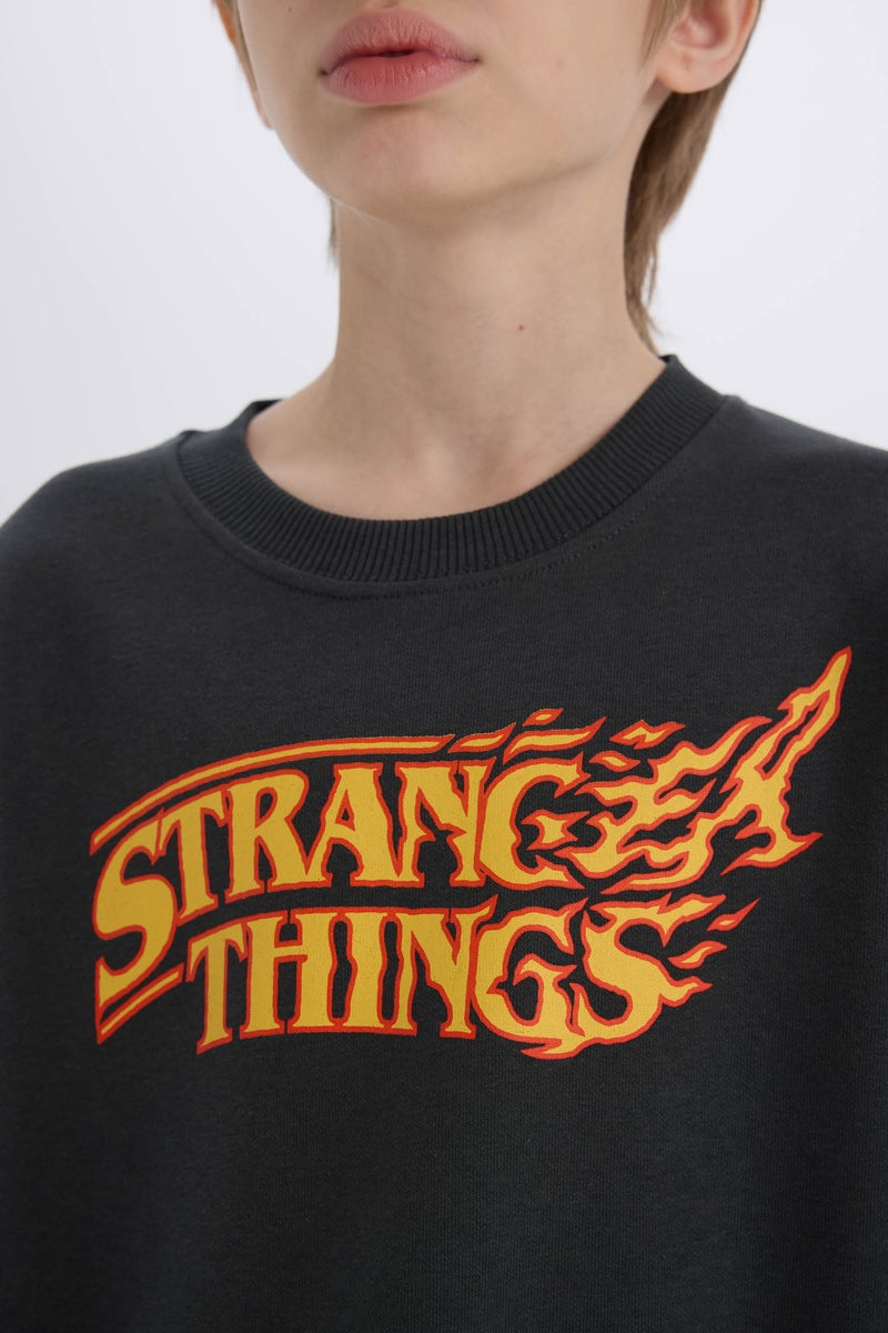 DeFacto Grey Boy New Regular Fit Stranger Things Licensed Crew Neck Sweatshirt Casual - Image 5