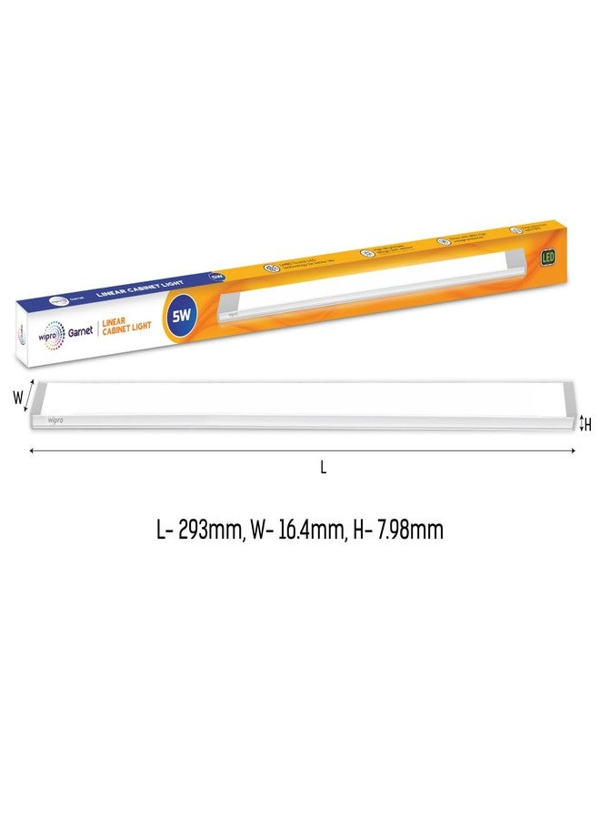 wipro Garnet 5W LED Linear Cabinet Light | 1Ft | Neutral White (4000K) | Bright & Slim Aluminium Base Tubelight | 17mm Width, 8mm Height | Under Cabinet Light for Wardrobe,Kitchen Shelf | Pack of 1 - Image 2