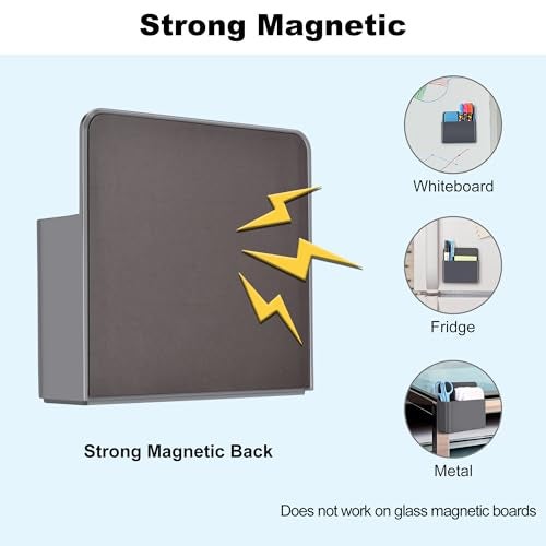 Bidponds Magnetic Marker Holder for Whiteboards/Fridge/Refrigerator/School Locker Organiser,Magnetic Chalk Organiser/Remote Control Holder/Dry Eraser Marker Tray with Anisotropic Magnet Backing Gray - Image 3