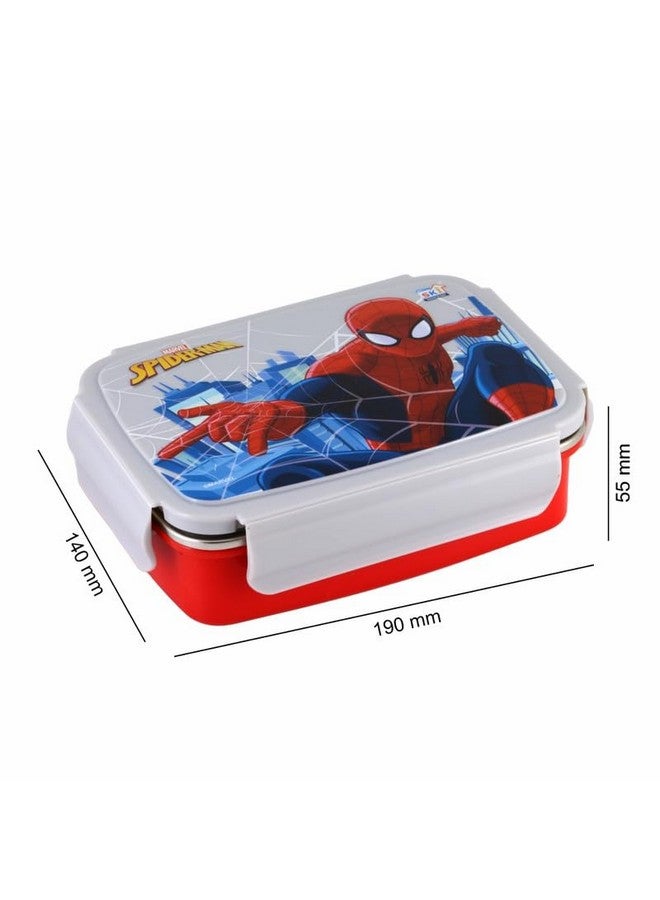 SKi Homeware Crunchy Insulated 2 Grid Bento Lunch Box With Stainless Steel Inner And A Spoon-Cum-Fork- Spiderman, 400 ML - Image 2