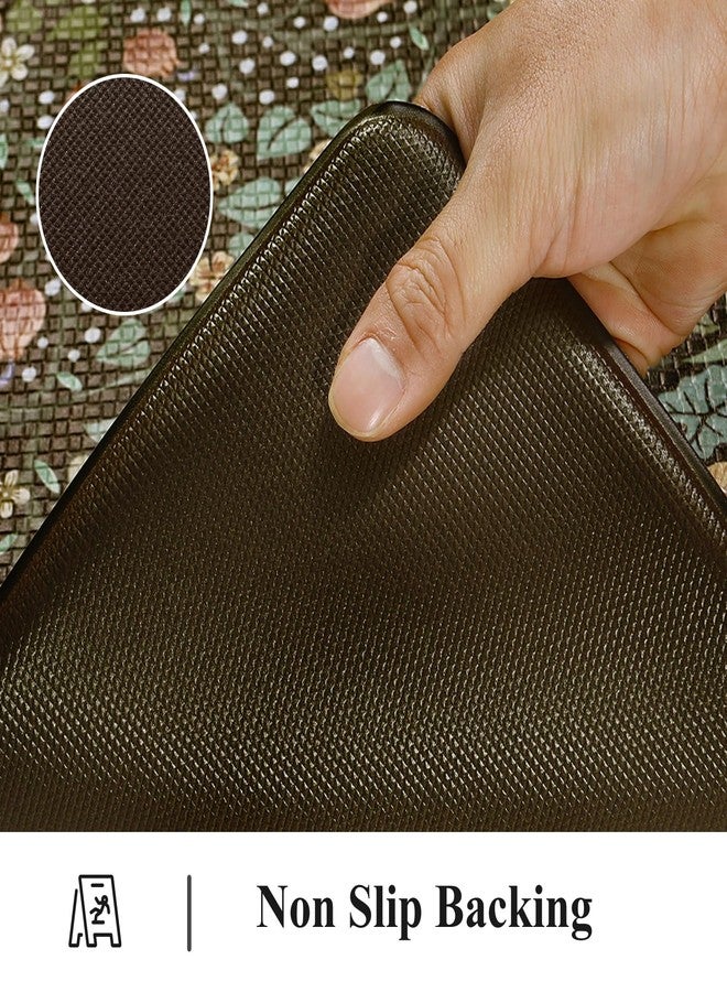 Collive Anti Fatigue Mats for Kitchen Floor, Cushioned Comfort Kitchen Rugs Sets of 2 Waterproof Non Skid Padded Sink Rugs, Boho Floral Rug Black Standing Mat for Office, Laundry - Image 3