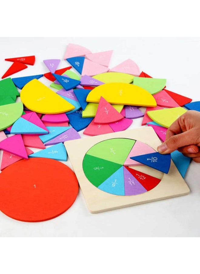 Joy & Learn Joy & LEARN Fractional Board Math Puzzle, Wooden Educational Toy for Ages 2-13  - Image 2