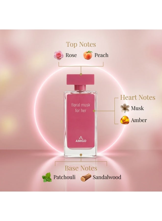 AMIGO Floral Musk For Her Eau De Parfum 100ml - Image 2