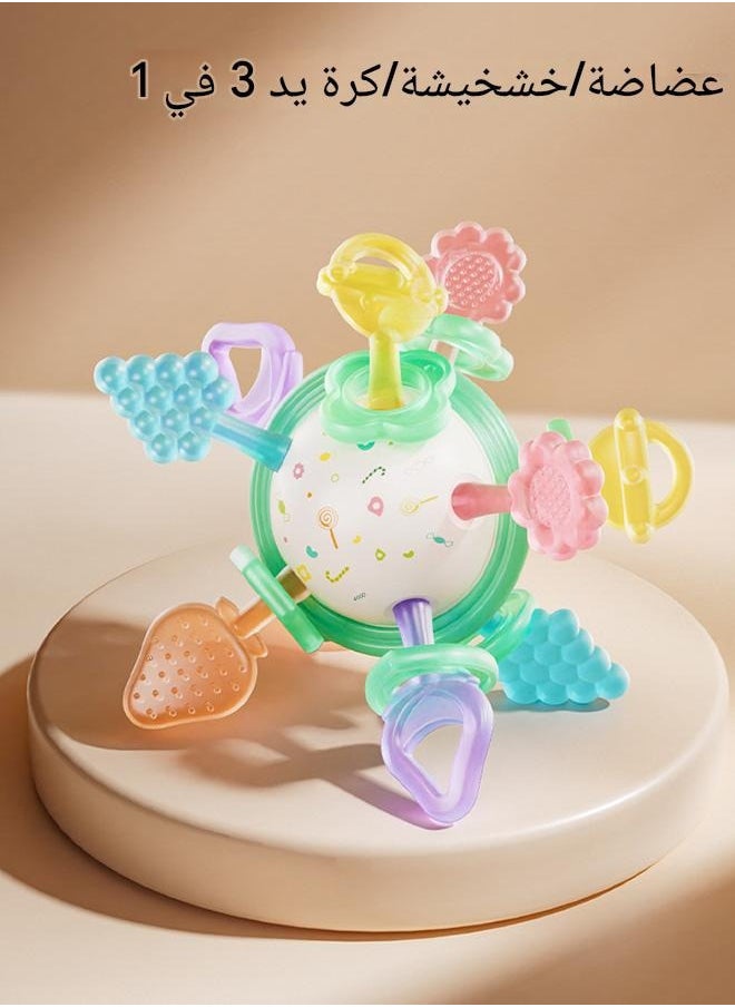 tangs Silicone Baby Teether, Grab Ball, and Rattle - 3-in-1 Chew Toy for Infants 0-12 Months, Teething Relief, BPA-Free, Soft & Safe for Oral Motor Skills Development, Multi-Surface Chewing for Gum Massage  - Image 2
