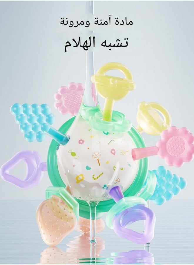 tangs Silicone Baby Teether, Grab Ball, and Rattle - 3-in-1 Chew Toy for Infants 0-12 Months, Teething Relief, BPA-Free, Soft & Safe for Oral Motor Skills Development, Multi-Surface Chewing for Gum Massage  - Image 4