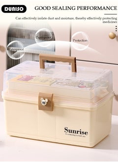DUNISO Family Medicine Storage Box Container, 3 Layers Folding First Aid Box Organizer with Locking Lid Handle, Multipurpose Durable Craft Tool Case Plastic Professional Emergency Bin for Home Travel Car Camping Office  - Image 5