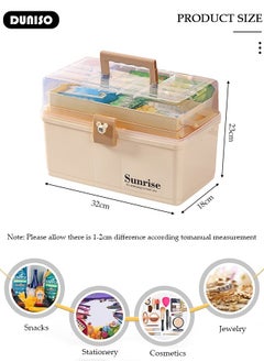DUNISO Family Medicine Storage Box Container, 3 Layers Folding First Aid Box Organizer with Locking Lid Handle, Multipurpose Durable Craft Tool Case Plastic Professional Emergency Bin for Home Travel Car Camping Office  - Image 4