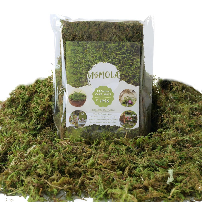Usmola Fake Moss  8 Oz Green Moss For Potted Plants  Artificial Moss For Diy Crafts Home Decor Table Centerpieces Wedding Decoration (Fresh Green 225Gr) - Image 1