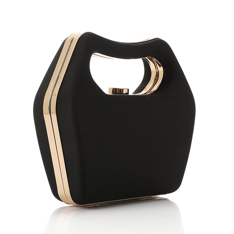 Mr.joe Geometric Clutch with Gold Handle -Black - Image 2