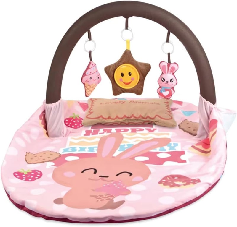 Tiibaby 2 in 1 Portable Crib Bed & Mattress with Mosquito Net and Hanging Toys – Foldable Sleeping Cot & Play Mat – Lightweight & Easy to Carry – Cute & Safe Design for Infant from Birth Multicolor (Pink) - Image 5