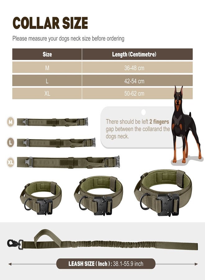 FYA Tactical Dog Collar & Leash Set, Military Adjustable Training Nylon Collar With Control Handle & Heavy Metal Buckle For Medium & Large Dogs, 62 Cm - Image 3