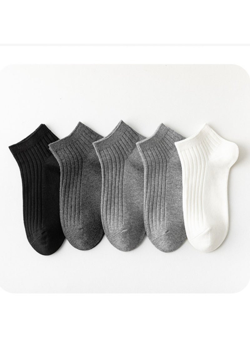 5 pairs of men's breathable mesh cotton ankle socks, low-top antibacterial, sweat-absorbent and odor-proof, lightweight and comfortable, a variety of colors, suitable for spring, summer and autumn  - Image 2