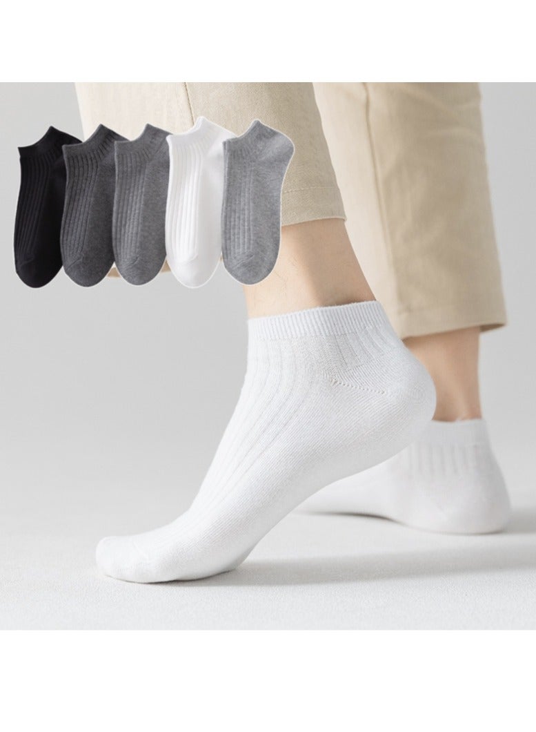 5 pairs of men's breathable mesh cotton ankle socks, low-top antibacterial, sweat-absorbent and odor-proof, lightweight and comfortable, a variety of colors, suitable for spring, summer and autumn  - Image 1