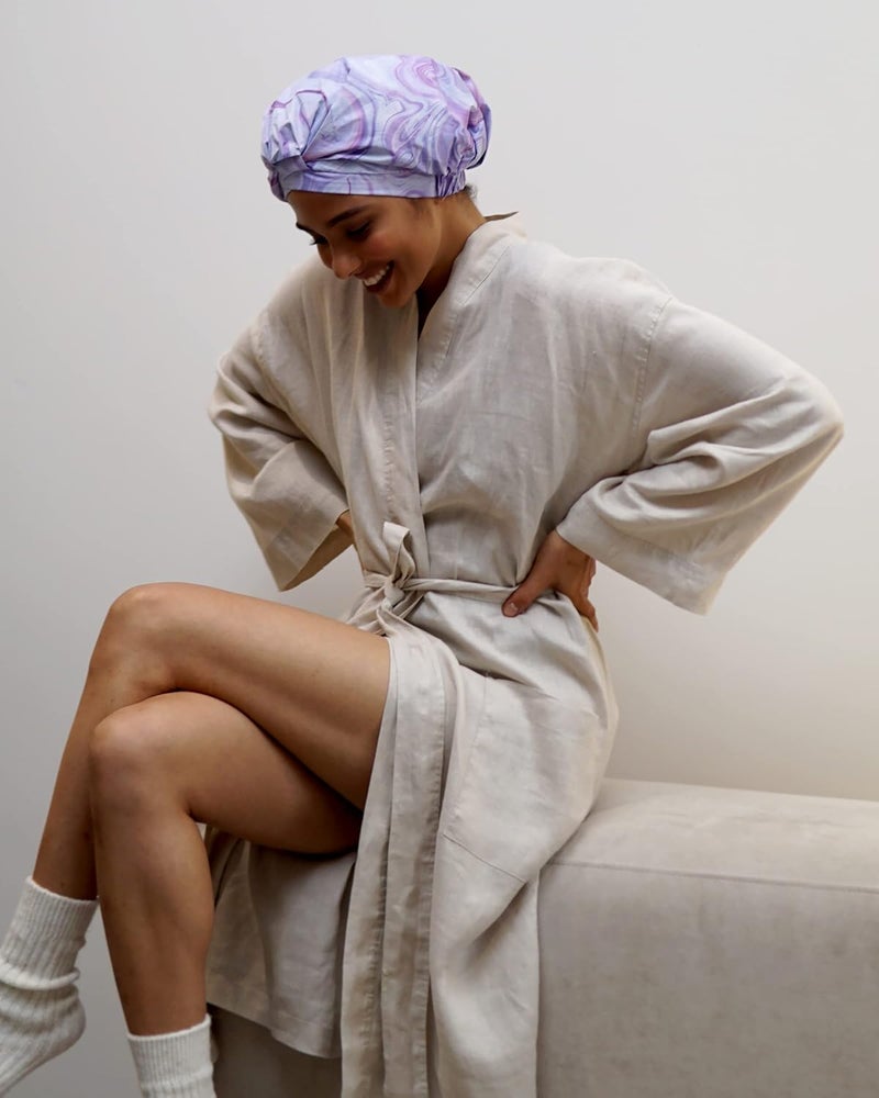 SMPL objects Reusable Shower Cap for Women Reusable Waterproof – Leakproof, Nonslip Hair Cap for Shower Flexiband – Soft, Breathable, Durable Christmas Shower Caps by (Marble) - Image 5