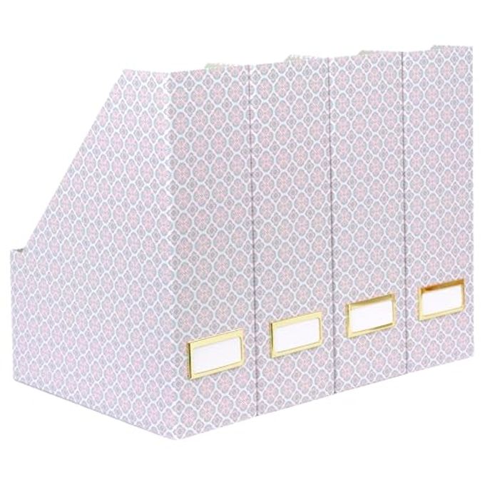 Blu Monaco Foldable Magazine File Holder Set of 4 with Moroccan Tile Design  Decorative Cardboard Magazine Organizer for Home, Office & Dorm Room  Stylish Magazine Storage Solution - Image 4