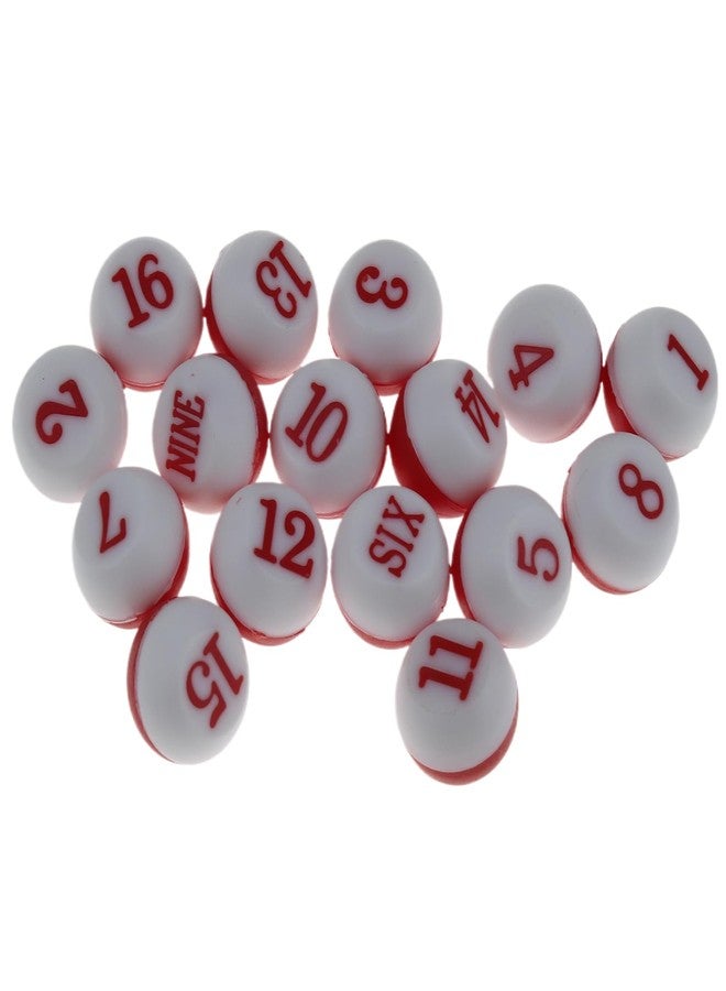 HLGHLG 16PCS 2/3 Inch Red Billiard Number Dice Set - Durable PP Plastic Dice for Kelly Pool, Pea Pool, and Billiard Table Games, Ideal for Home and Billiard Halls - Image 1