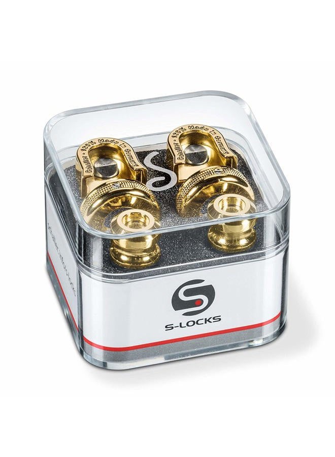 Schaller S Locks Guitar Strap Locks and Buttons (Pair) Gold - Image 1