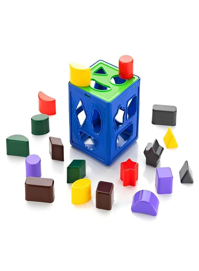 RAINBOW RIDERS Shape Sorting Cube with 18 Shape and Different Color Kids Activity Toys Learning and Educational Toys for Boys Girls Age 2 Years Toy with Plastic Multicolour Bis Approved 19 Pcs - Image 1
