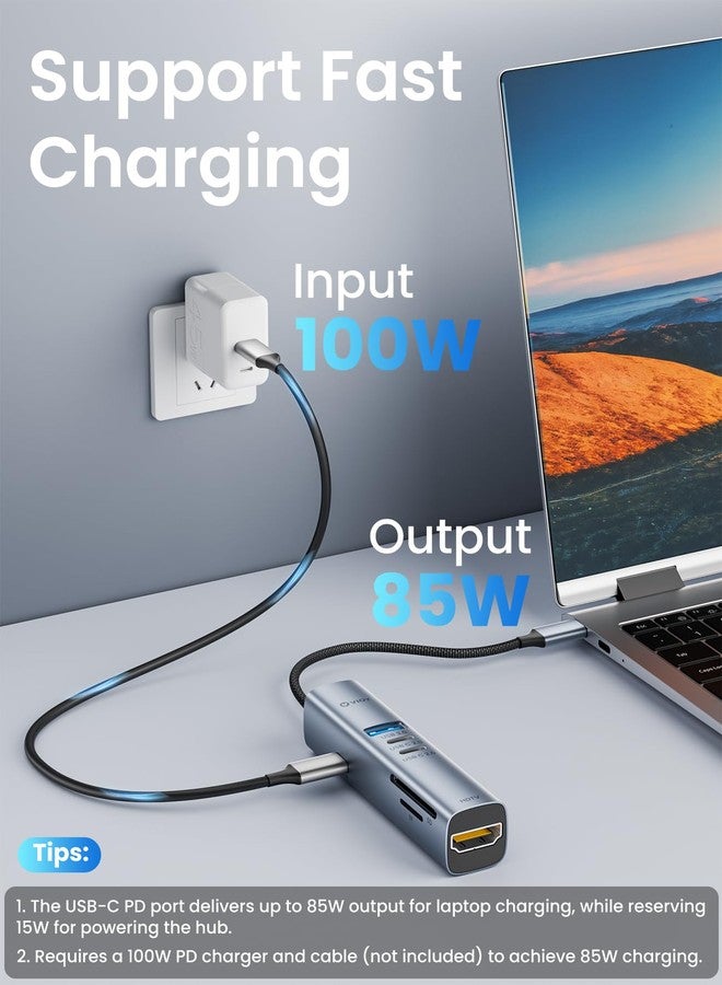 VIOY USB C Hub 7-in-1, Multiport Adapter with 4K HDMI, 100W PD Charging, SD/TF Card Reader, 1 USB-A 3 .0 and 2 USB-C 2.0 Data Transfer Ports for MacBook Pro/Air, iPad Pro, Laptop, XPS - Image 3