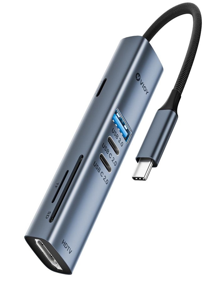 VIOY USB C Hub 7-in-1, Multiport Adapter with 4K HDMI, 100W PD Charging, SD/TF Card Reader, 1 USB-A 3 .0 and 2 USB-C 2.0 Data Transfer Ports for MacBook Pro/Air, iPad Pro, Laptop, XPS - Image 1