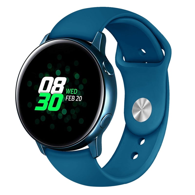 erorex For Samsung Galaxy Watch Active2 Bluetooth Version 40Mm Smart Watch Solid Color Silicone Watch Band, Size:S (Cyan) - Image 3