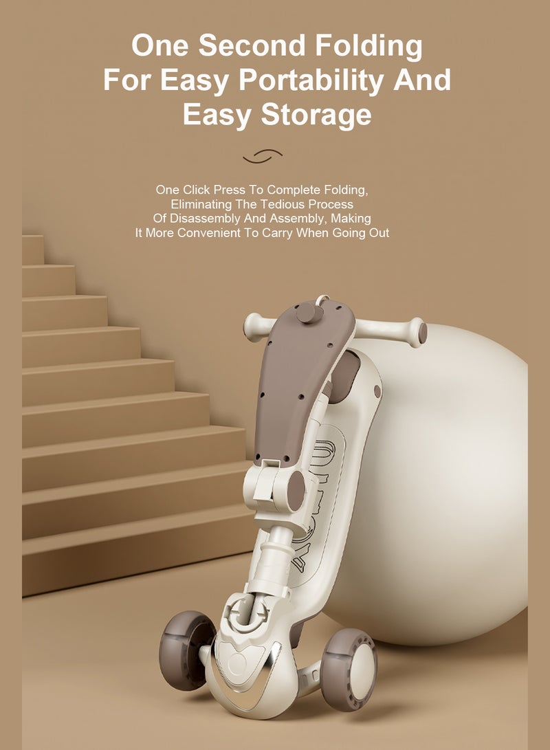 MaBaby سكوتر للأطفال قابل للطي بلمسة واحدة 6 في 1 للأطفال من عمر 1 إلى 3 إلى 6 سنوات، خفيف الوزن وسهل الحمل - Image 4