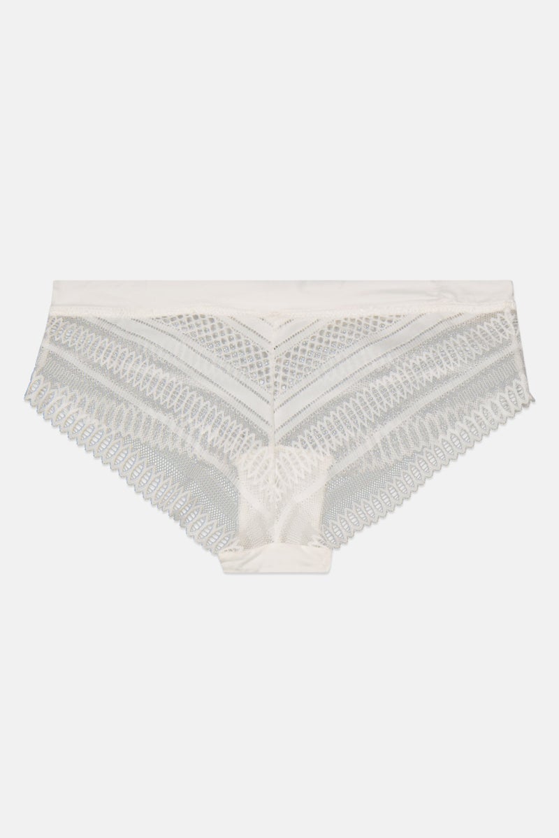 Etam Women Lace Pull-On Short Panty, White  - Image 2