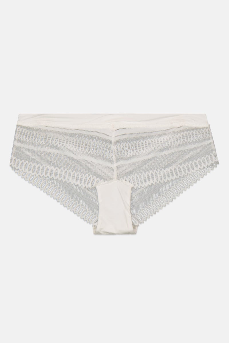 Etam Women Lace Pull-On Short Panty, White  - Image 1