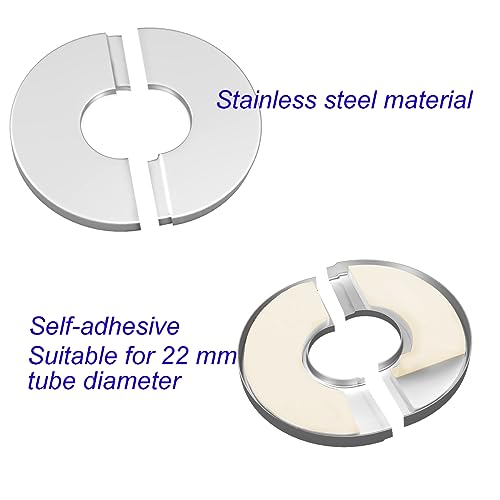 DVECUE Wall Split Flange Stainless Steel split Escutcheon Plate Self-Adhesive Plumbing Cover Plates Round for 22mm Diameter Pipe - Image 3