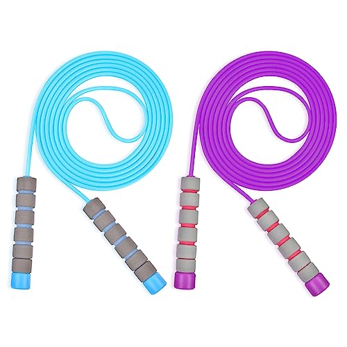 flintronic Jump Rope, 2 PCs Children's Skipping Rope, Adjustable Jump Rope with Skin-Friendly Foam Handles, 260 cm Skipping Rope for Children, Fitness, Training, Game - Image 1