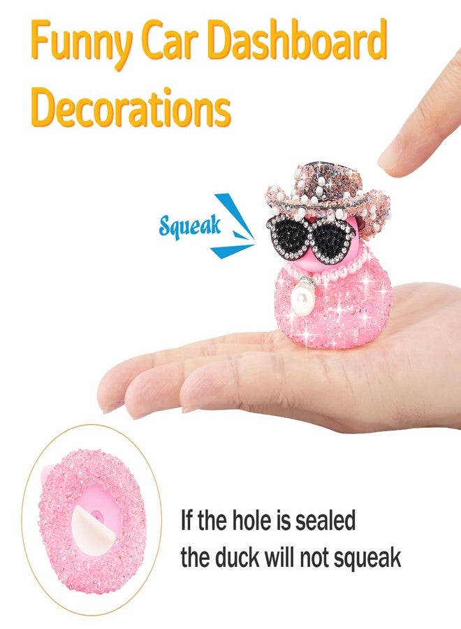 wonuu زينة سيارة بطة مطاطية وردية على شكل ماسة لزينة لوحة القيادة لملحقات السيارات الرائعة باللون الوردي - Image 4
