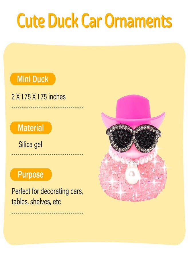 wonuu زينة سيارة بطة مطاطية وردية على شكل ماسة لزينة لوحة القيادة لملحقات السيارات الرائعة باللون الوردي - Image 5