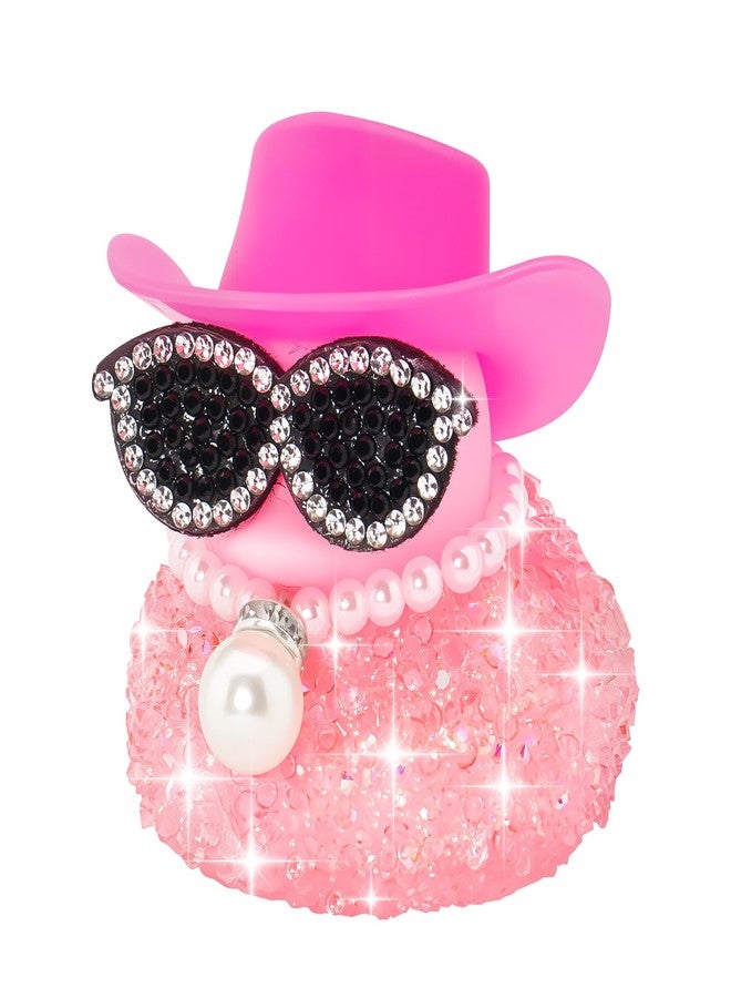 wonuu زينة سيارة بطة مطاطية وردية على شكل ماسة لزينة لوحة القيادة لملحقات السيارات الرائعة باللون الوردي - Image 1